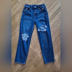 American Eagle Women's Size 2 Distressed Mom Straight Leg Jeans EUC